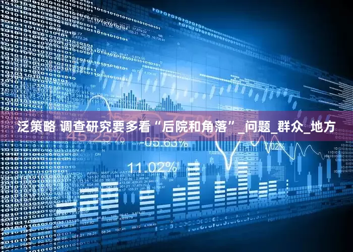 泛策略 调查研究要多看“后院和角落”_问题_群众_地方